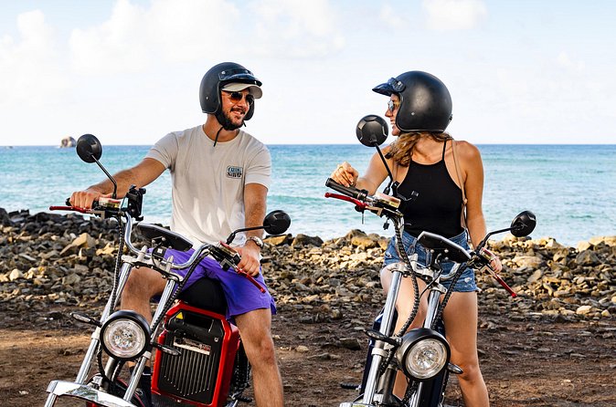 St.Lucia Beaches and Backroads Tour by Electric Big-Wheel Scooter - Riding through Cap Estate