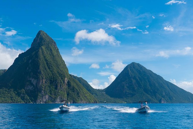 St. Lucia Speedboat and Power Snorkel From Castries - The run toward Soufriere and the Pitons